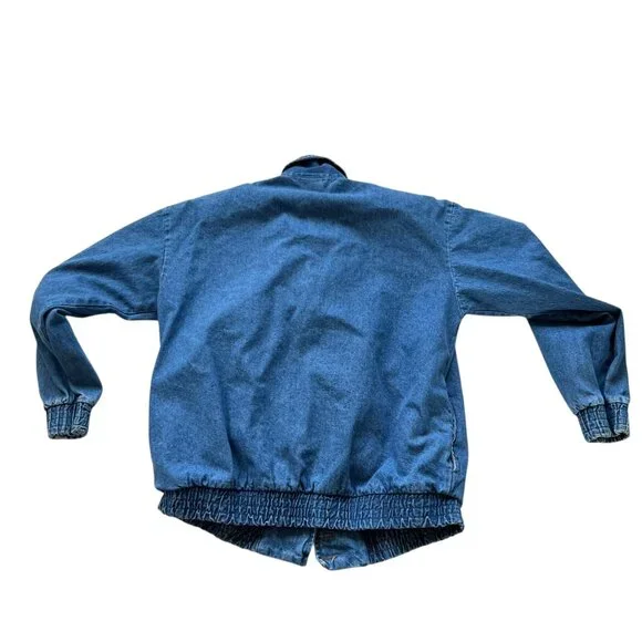 Vintage 90s denim jacket Teddi blue white embroidered birds flowers Small - Picture 3 of 3